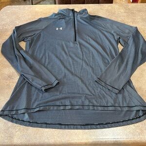 Under Armour Women's Black and Gray Striped Quarter-Zip Pullover